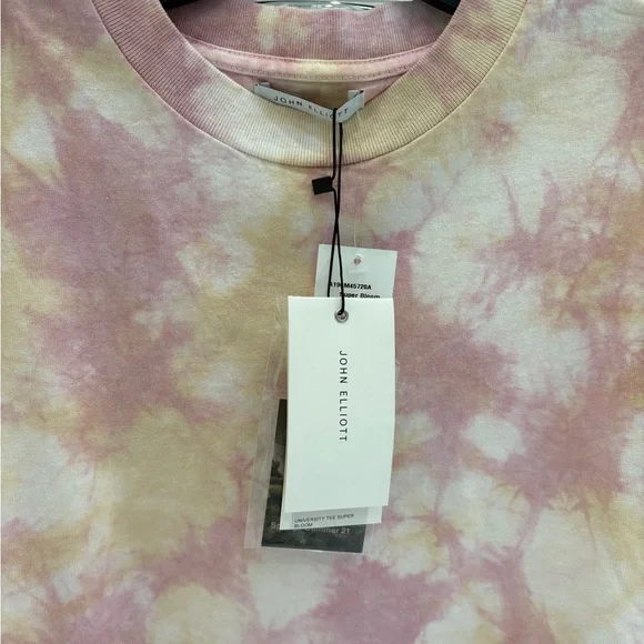 John Elliott Pink and Cream Tie-Dye Short Sleeve Tee - Picture 5 of 5
